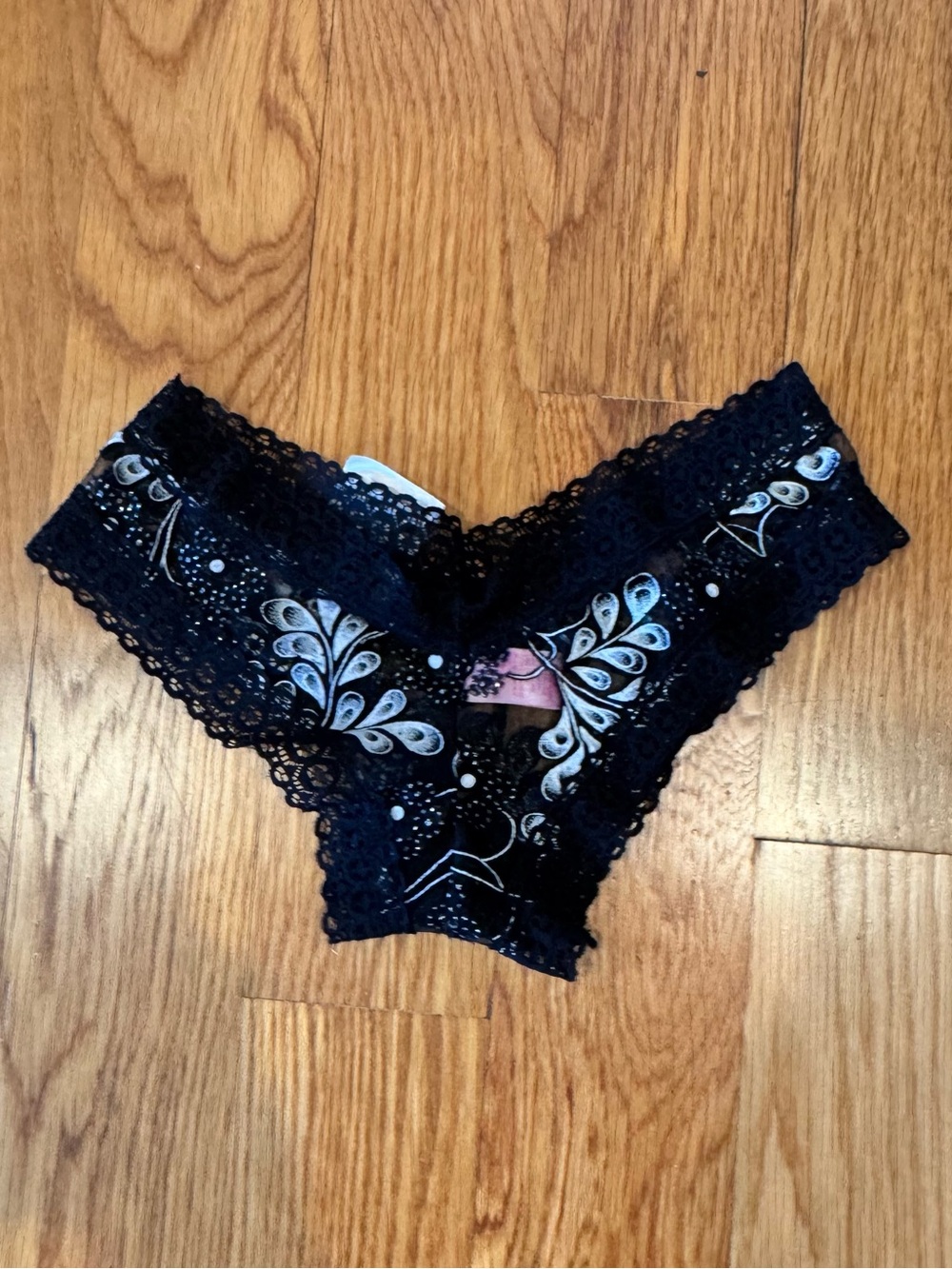 Nature Intimates Black White Floral Mesh Lace Bikini Briefs Panty Small XS 5